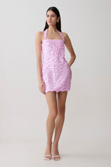 Caralee Sequin Halter Mini Dress - Pale Pink
