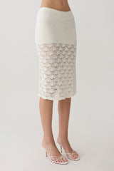 Atlantis Crochet Knit Midi Skirt - White
