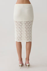Atlantis Crochet Knit Midi Skirt - White