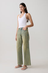 Joey Mid Rise Wide Leg Jeans - Green Wash