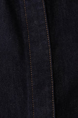 Jeremy Collared Denim Longline Top - Washed Indigo Blue