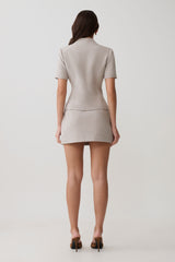 Laila Suiting Short Sleeve Top - Grey