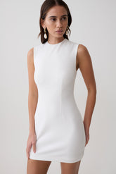 Fion Sleeveless Stretch Crepe Mini Dress - White