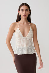 Ambrose Lace Cami Halter Top - Ivory