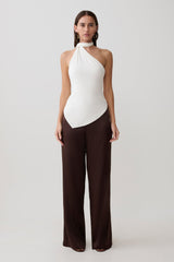 Jemma One Shoulder Tie Top - White