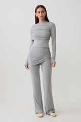 Keaton Modal Long Sleeve Overlay Top - Grey Marle