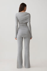 Keaton Modal Long Sleeve Overlay Top - Grey Marle