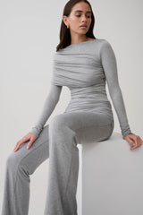 Keaton Modal Long Sleeve Overlay Top - Grey Marle