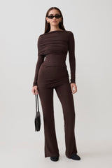 Keaton Modal Long Sleeve Overlay Top - Espresso