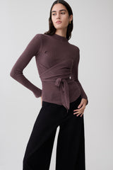 Lawson Wrap Knit Long Sleeve Top - Peppercorn
