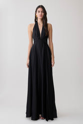 Rebecca Halter Buttoned Maxi Dress - Black