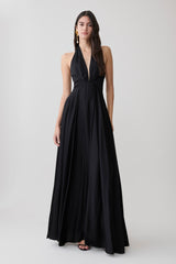 Rebecca Halter Buttoned Maxi Dress - Black