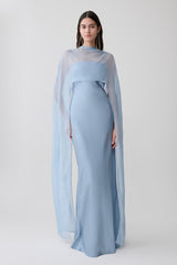 Martinne Chiffon Overlay Maxi Dress - Arctic Blue