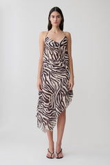 Lana Chiffon Midi Skirt - Abstract Zebra Print
