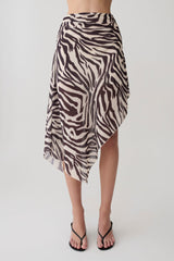 Lana Chiffon Midi Skirt - Abstract Zebra Print