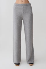 Evan Knit Wide Leg Pants - Grey Marle