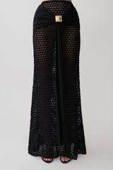 Mania Crochet Maxi Skirt With Hardware - Black
