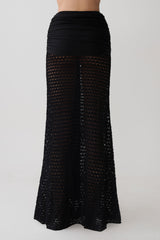 Mania Crochet Maxi Skirt With Hardware - Black