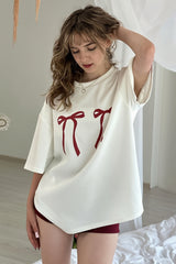 Loose Bow Print Fashion T‑shirt