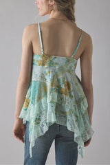 Retro Floral Chiffon Ruffled Cami Top