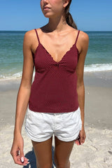 Ruffled Polka Dot Casual Cami Top