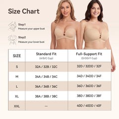 Luckmee Women's Strapless Push Up Bra with Anti-Slip Technology