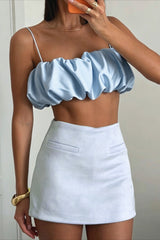 Satin Cropped Sexy Hot Girl Cami Top
