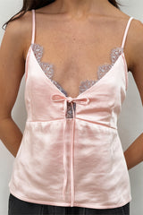 Elegant Lace Tie Waist V Neck Cami Top