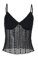 Casual Solid Lace Splice Slim Cami Top