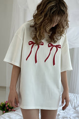 Loose Bow Print Fashion T‑shirt