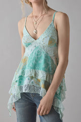 Retro Floral Chiffon Ruffled Cami Top