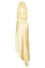 Adelie Asymmetric Hem Halter Midi Dress - Butter