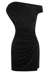 Alyn Off Shoulder Draped Mini Dress - Black