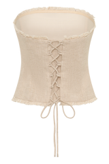 Annie Strapless Tie Back Linen Top - Natural