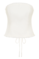 Annie Strapless Tie Back Linen Top - White