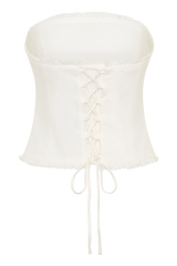 Annie Strapless Tie Back Linen Top - White