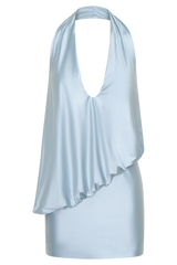 Arabel Draped Halter Mini Dress - Pale Blue