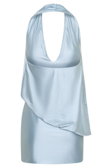 Arabel Draped Halter Mini Dress - Pale Blue