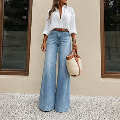 Women's Loose Fit Baggy Oversized Straight Leg Denim Jeans with Pockets