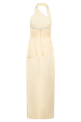 Chiara Halter Satin Maxi Dress - Buttermilk