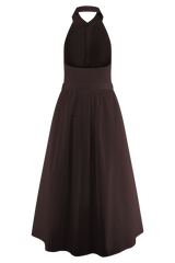 Cindy Collared Midi Dress - Chocolate