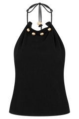 Abeda Cotton Top With Hardware - Black