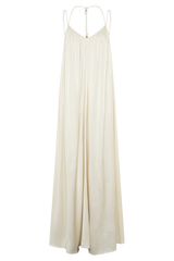Adriana Satin Gathered Maxi Dress - Buttercream