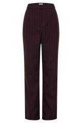 Agatha Straight Leg Suiting Pants - Plum Pinstripe