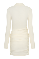 Agness Long Sleeve Button Up Knit Dress - Ivory