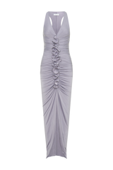 Alessandra Slinky Ruffle Maxi Dress - Grey