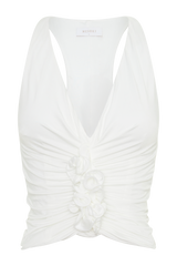 Alessandra Slinky Ruffle Top - Ivory