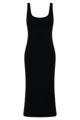 Allyra Scoop Stretch Crepe Midi Dress - Black
