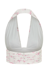 Amaris Sleeveless Plisse Halter Top - Floral Ditsy Print