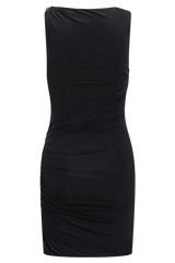 Amia Slinky Sleeveless Mini Dress With Hardware - Black